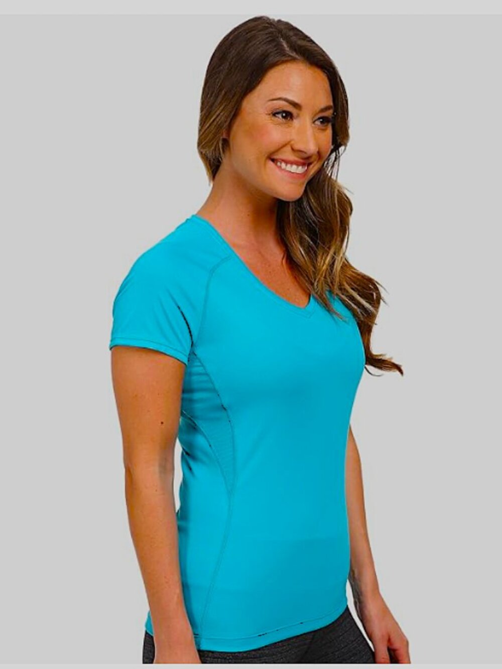 NEW WITH TAGS ASICS Women's WR1648 V-Neck Short Sleeve Teal Top, Sz. M